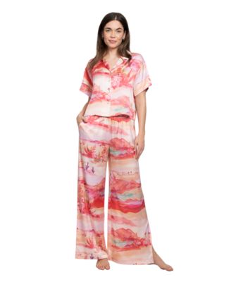 Women's Button-Front Top and Pajama Pants, 2-Piece Set
