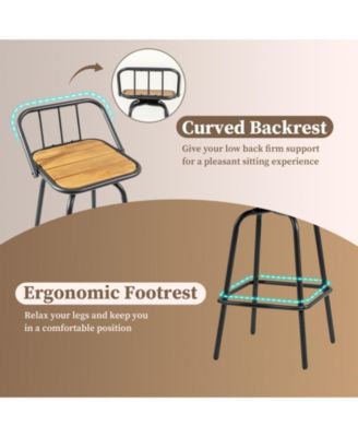 2PCS Heavy-duty Metal Frame Bar Height Chairs Footrest and Backrest