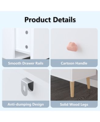 Kids 3 Drawer Dresser Baby Nightstand Storage Cabinet