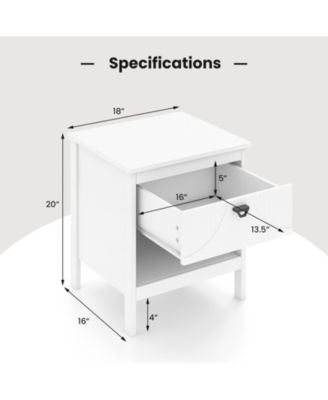 2-tier Wood Nightstand with Drawer and Open Storage Shelf for Bedroom