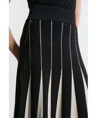Women's Pointelle Block Pleated Skirt