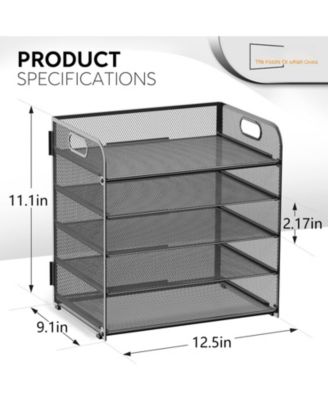 Letter Tray Paper Organizer 5-tier Desk File Holder Metal Desktop Document Shelf Office Classroom Organization