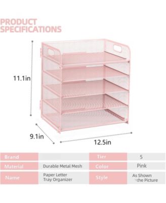 Letter Tray Paper Organizer 5-tier Desk File Holder Metal Desktop Document Shelf Office Classroom Organization