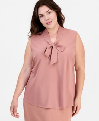 Plus Size Tie-Neck Sleeveless Top