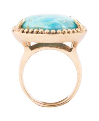 Refined Blue Turquoise Golden Statement Ring