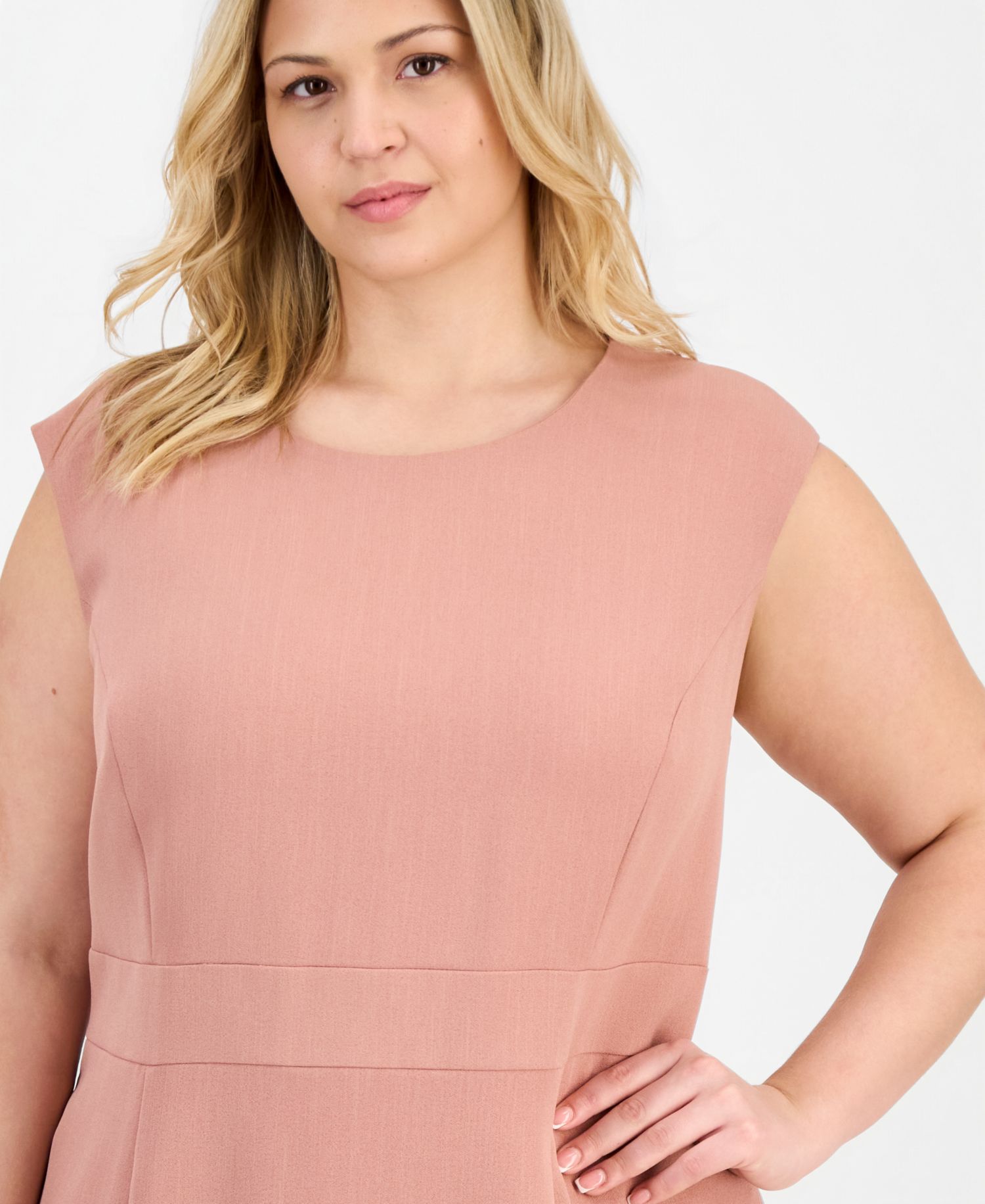 Plus Size Extended Cap Sleeve Sheath Dress