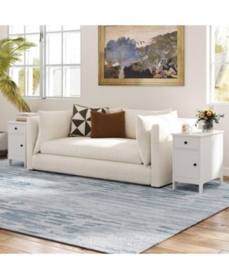 Flip Top End Table with Charging Station USB Ports Outlets and Drawer