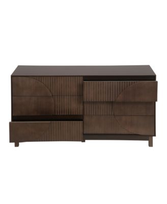 6 Drawer Fluted Dresser - Modern Wooden Chest of Drawers with Geometric Round Fronts, Storage Cabinet for Bedroom, Living Room