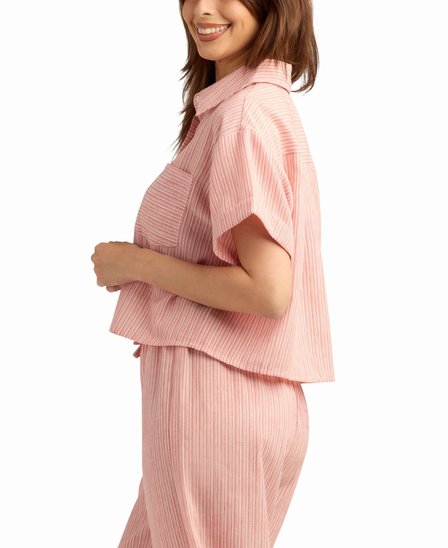 Women's Mini Striped Collared Neck Shirt