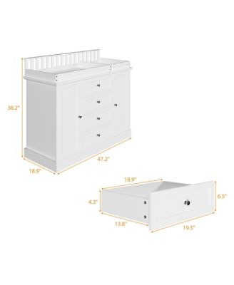 Changing Table Dresser with 4 Drawers and 2 Doors, Nursery Dresser Diaper Changing Station for Baby