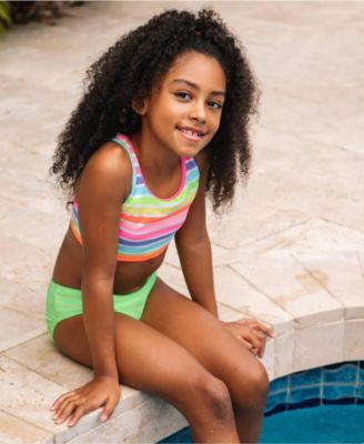Girls Chlorine Resistant Contrast Racer Back Bikini Top