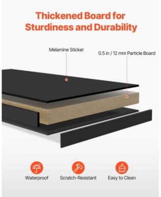 3-Tier Wood Desktop Bookshelf Storage Organizer with Fabric Drawers for Office