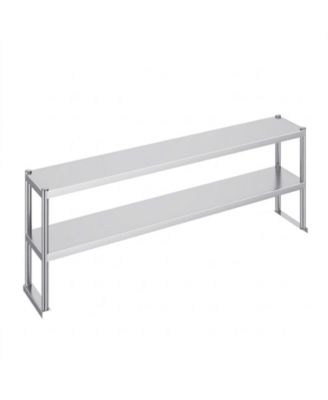 Adjustable Stainless Steel Double Overshelf 12 x 72 in for Kitchen and Workshop