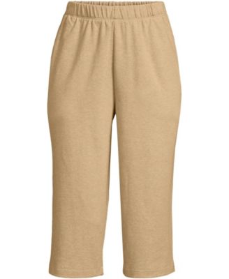 Plus Size Sport Knit High Rise Elastic Waist Capri Pants