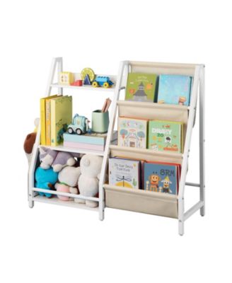 SUGFIT 3-Tier Kids Bookshelf and Toy Storage Organizer with Sling Book Rack for Toddler