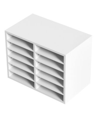 12 Compartment Literature Organizer With Adjustable Shelves for Office and Mailrooms