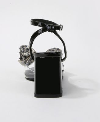 Women's Fiora Rhinestone Embellished Butterfly Bow Block Heel Dress Sandals