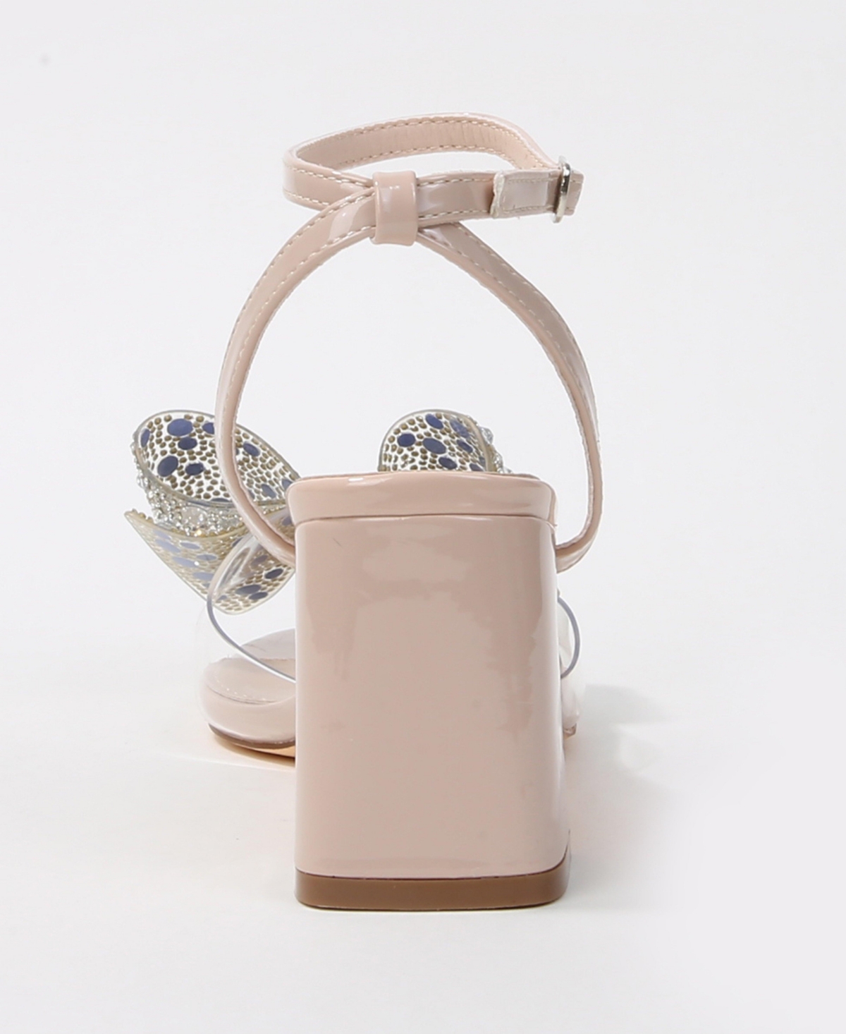 Berness Women's Fiora Rhinestone Embellished Butterfly Bow Block Heel Dress Sandals