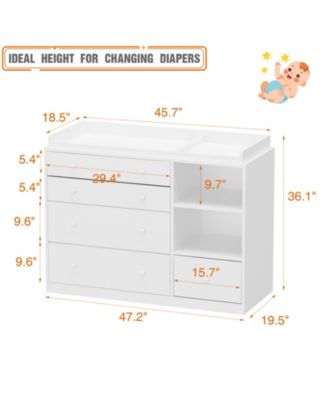 Changing Table Dresser, Baby Nursery Dresser with 5 Drawers and 2 Shelves, Baby Changing Table, Diaper Changing Station