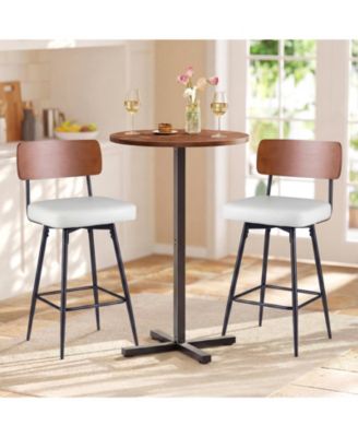 27 in Padded Swivel Counter Height Bar Stool Set of 2 with Curved Backrest and Metal Frame