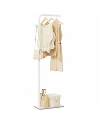 L Shaped Freestanding Metal Coat Rack Tree with Rock Base for Bedroom Hallway Entrance
