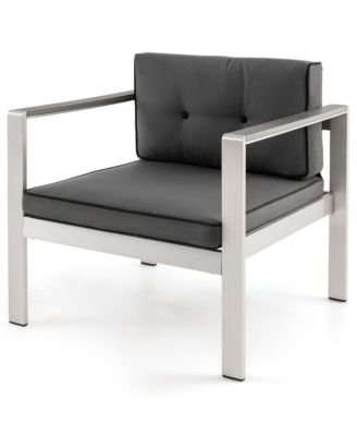 Patio Aluminum Armchair Contemporary Sofa Chair w/ WPC Armrests