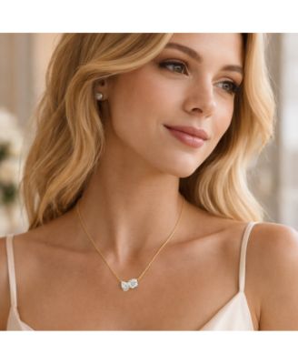 2 ct. t.w. Toi et Moi Moissanite Necklace (Pear and Round-Cut, Color D, FL Clarity) in Gold Vermeil