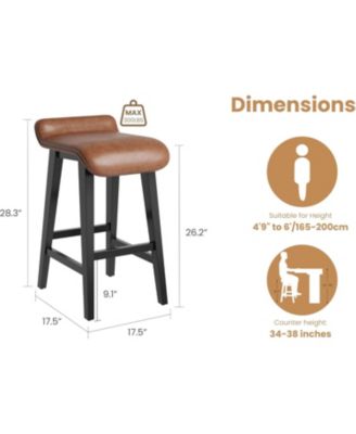 Set of 4 Modern 26.2" Counter Height Bar Stools, Upholstered Kitchen Stools with Wood Legs