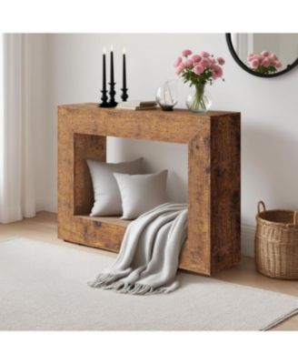 Farmhouse Console Table - 47 in Minimalist Vintage Entryway Table, Storage Rustic Sofa Table with Open Shelves for Hallway