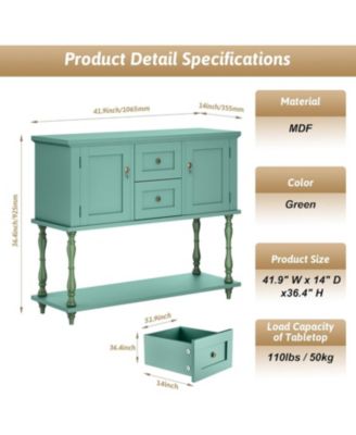 Entryway Table with 2 Drawers, 42" Vintage Console Table with Storage Shelf and 2 Doors, Farmhouse Buffet Sideboard Cabinet for Living Room