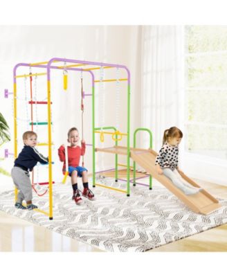 Kids Indoor Climbing Playset 8 in 1 Jungle Gym Monkey Bars