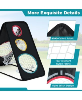 Dual-Sided Golf Chipping Net with Triple Targets, 5-Hole Training System