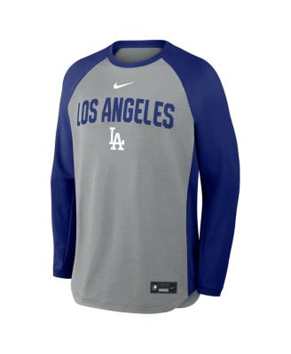 Men's Heather Charcoal Los Angeles Dodgers Authentic Collection Raglan Dri-FIT Sweatshirt