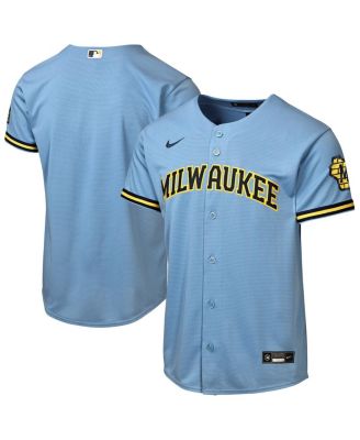 Big Boys and Girls Powder Blue Milwaukee Brewers Road Stadium Jersey