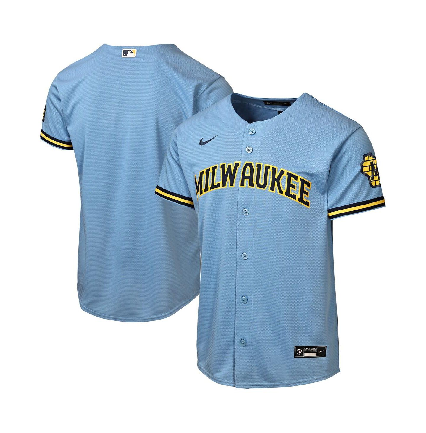 Детское джерси Nike Milwaukee Brewers Road Stadium, Powder Blue — фото 1