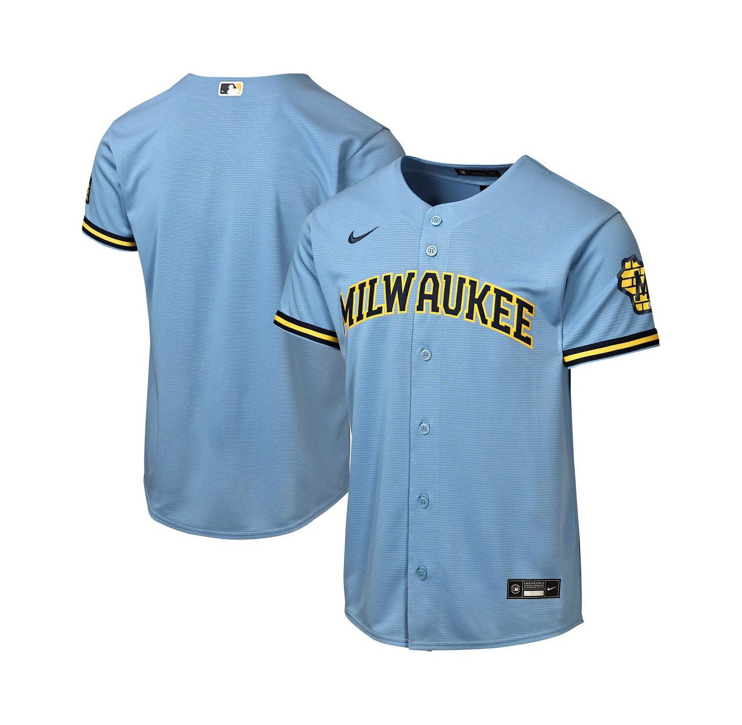 Big Boys and Girls Powder Blue Milwaukee Brewers Road Stadium Jersey