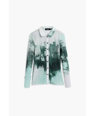 Women's Buttoned texture t-shirt