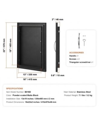 Single Stainless Steel BBQ Access Door 16W x 22H in for BBQ Island Grilling
