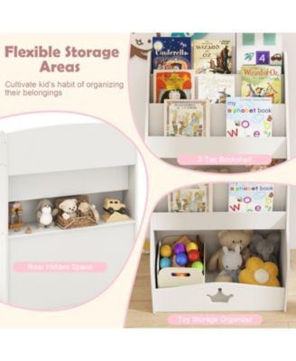 4-Tier Kids Bookshelf with Shelves and Compartment for Toddlers