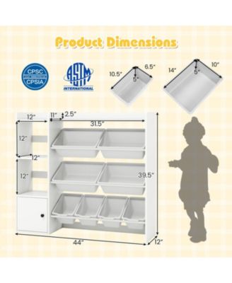 Kids Toy Storage Bookshelf with Open Shelves and Single-Door Cabinet