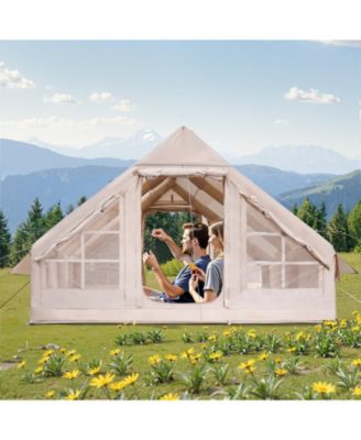 Inflatable Camping Tent for 5-8 Person Easy Setup with Pump and Mesh Windows