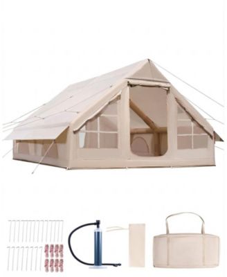 Inflatable Camping Tent for 5-8 Person Easy Setup with Pump and Mesh Windows