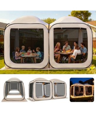 2-in-1 Pop Up Screen House Tent 12 x 6 ft for Garden and Patio Use