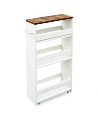 4-Tier Slim Slide-Out Rolling Storage Cart for Narrow Spaces