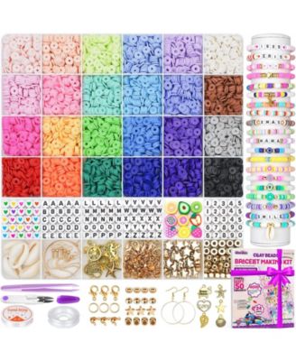 6000 Clay Beads Bracelet Making Kit Preppy Friendship Polymer Charms Crafts Gifts Ages 6-12 Classic