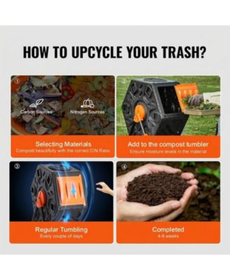 18.5-Gal Rotating Compost Tumbler Bin with Sliding Door and Steel Frame