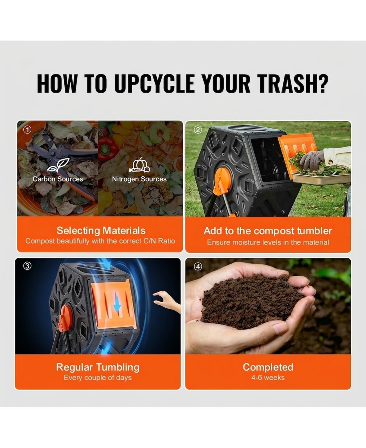 Sugift 18.5-Gal Rotating Compost Tumbler Bin with Sliding Door and Steel Frame