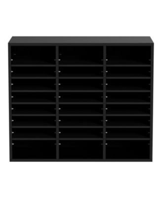 Wood Literature Organizer 24 Compartments Removable Shelves for Office Use