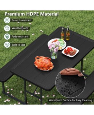 Rectangular HDPE Outdoor Picnic Table and Bench Set for 2-4 People