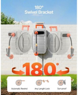 Retractable Hose Reel 1/2in x 145 ft Wall-Mounted Heavy Duty for Outdoors
